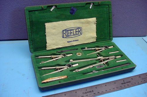 BEAUTIFUL RIEFLER TWO COMPARTMENT DRAFTING TOOL KIT INCLUDES BEAM COMPASS IN TOP