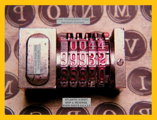 Atlantic numbering machine, printer&#039;s insert, skip 2, reverse, even numbers for sale