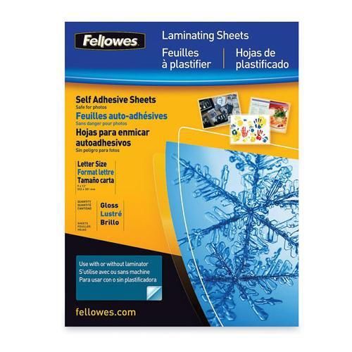 Fellowes Self Adhesive Laminating Sheets, 3mil Letter, 10 Pack, Clear #5221501