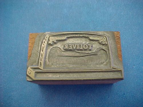 Letterpress printers block &#034;TOLIVER&#034; Gravesite,Funeral,Headstone,Cemetery,Corpse