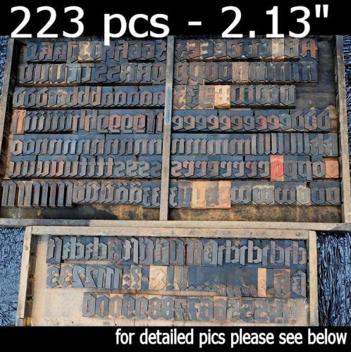 letterpress wood printing blocks 223pcs 2.13&#034; tall blackletter type woodtype ABC