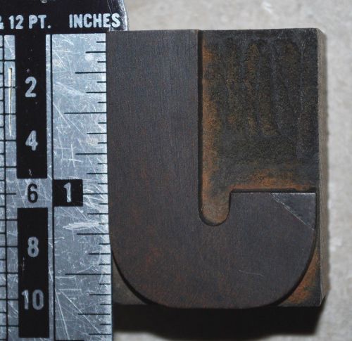 Vintage / Antique Letterpress Wood Printer&#039;s Type &#034;J&#034;,  10 line, 1 11/16&#034; tall