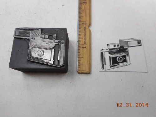 Letterpress Printing Printers Block, Old Fashion Camera w Attached Flash