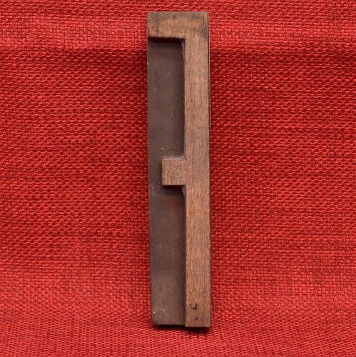 Wood Letter F - Slim Letterpress Type Printers Block 5 by 1 inches