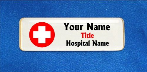 Red cross white custom personalized name tag badge id medical nurse medic emt for sale