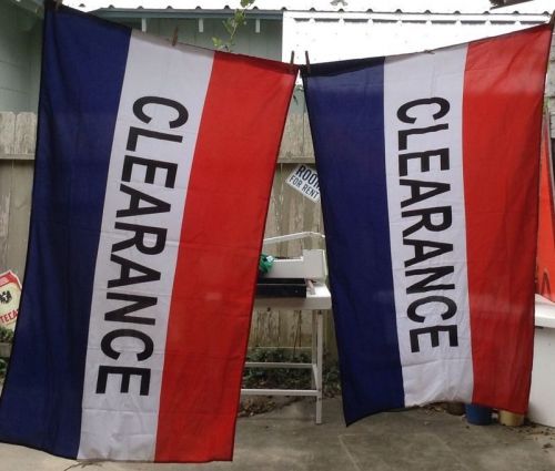 REDUCED! 2 CLEARANCE Flags, 3x5&#039; Sewn Edges, Screen printed