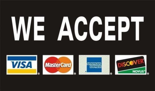 We Accept Visa Mastercard Discover &amp; Amex Cards 3x5&#039; Flag Business Banner rt
