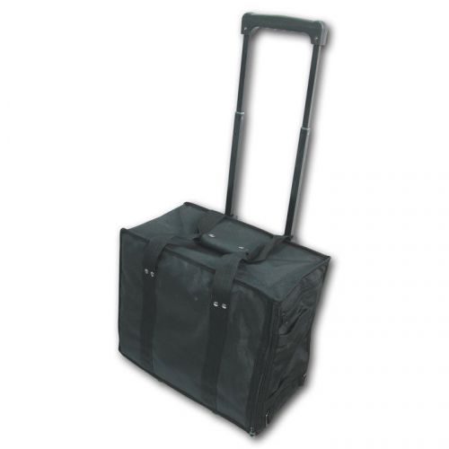 Large Rolling Jewelry Case Black Canvas Pull Out Handle Wheels Display Hold Tray