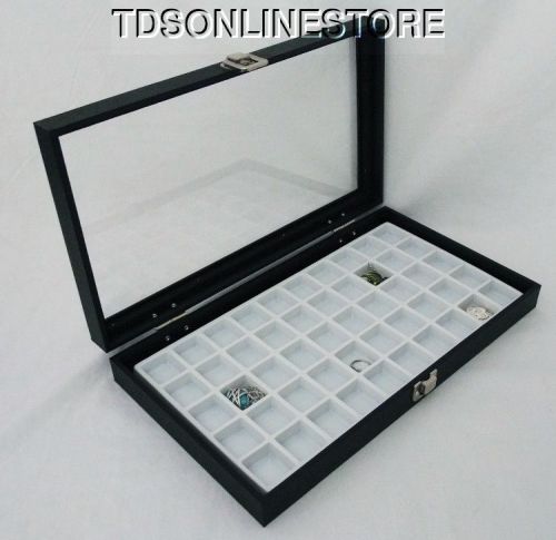 50 Slot Multipurpose Glass Top Jewelry Display Case White
