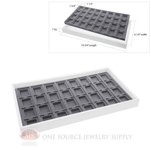 White Plastic Display Tray Gray 32 Compartment Liner Insert Organizer Storage