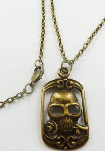 Lots of 10pcs bronze plated skull Costume Necklaces pendant 640mm