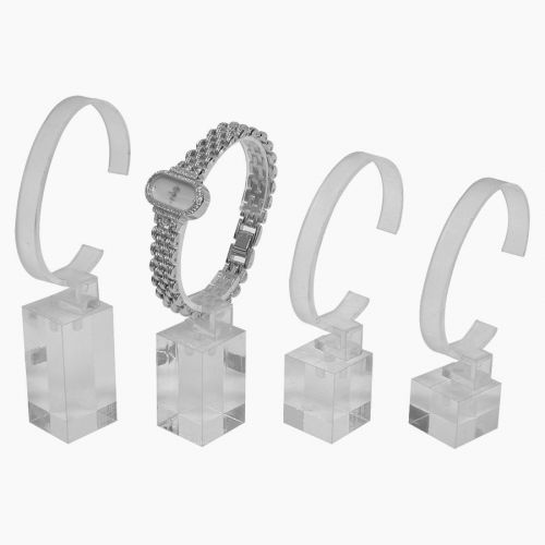 LOT OF 4 CLEAR ACRYLIC WATCH DISPLAY SET  SHOWCASE DISPLAY COUNTER TOP STANDS