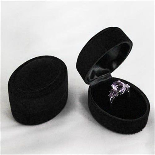 6x Black Velvet Oval jewelry Oval Gift Wedding Festive Ring Hard Gift Box