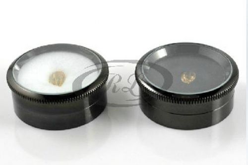 2x Tungsten steel plated gem jars large 1-3/4&#039;&#039; dia x3/4&#039;&#039; black clear glass top