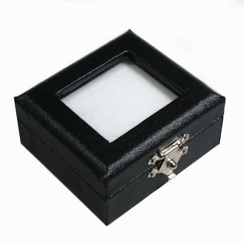 FREE SHIP TOP GLASS GEMSTONES DIAMOND DISPLAY BOX WHITE BLACK 2x2.25 Inch No.#5