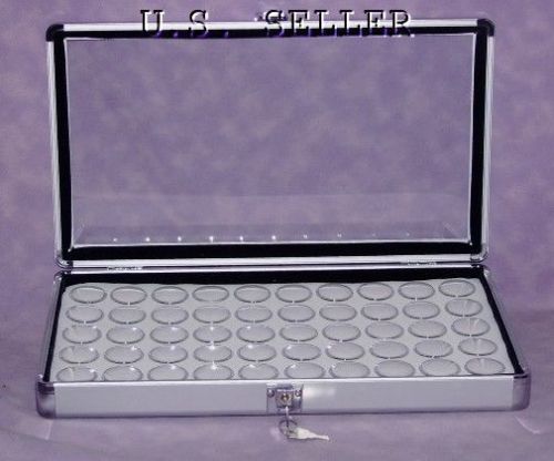 Large aluminum with 50 gem jars display glass lid wht for sale