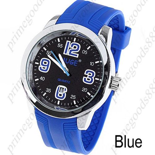 Rubber Strap Unisex Quartz Watch Wrist watch Timepiece with Date in Blue