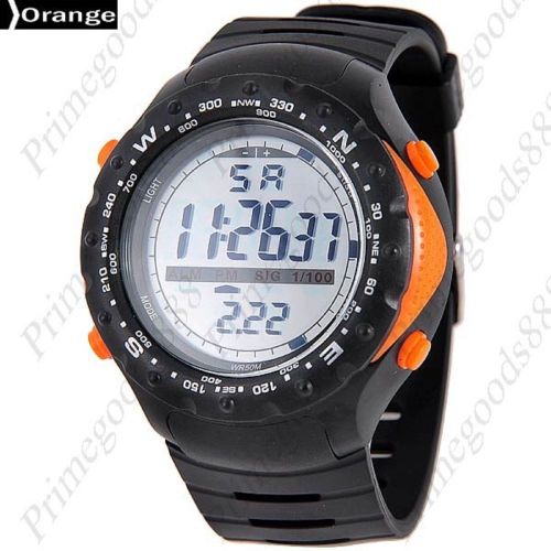 Digital Sport Silica Gel LED Alarm Stopwatch Date Men&#039;s Wrist Wristwatch Orange