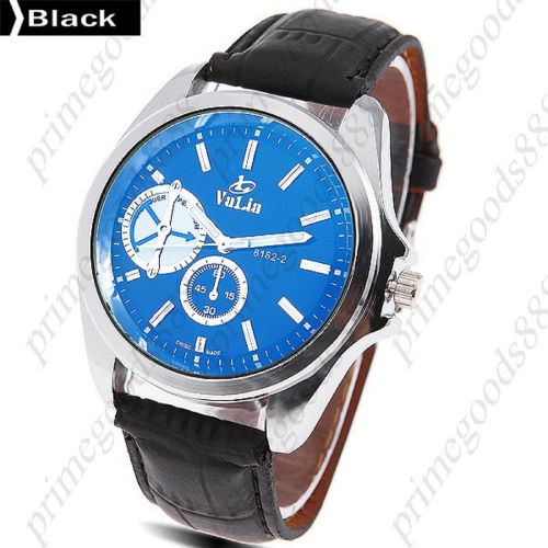 Genuine leather blue quartz wrist men&#039;s wristwatch free shipping black for sale