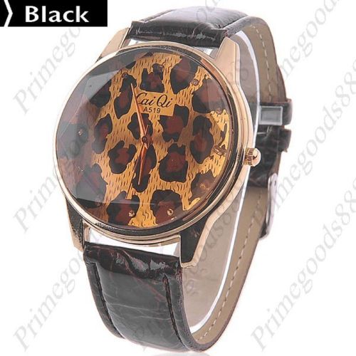 Leopard Synthetic Leather Free Shipping Wrist Quartz Wristwatch Women&#039;s Black
