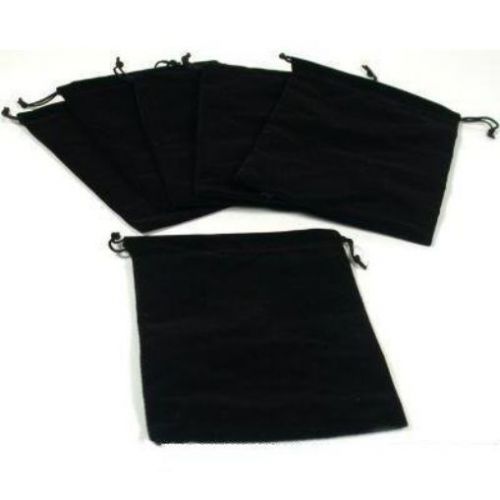 6 Pouches Black Velvet Drawstring Jewelry Bags 5&#034;