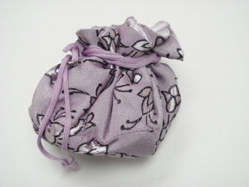 PURPLE FLOWER DRAWSTRING JEWELRY GIFT POUCH BAG #T-2143D