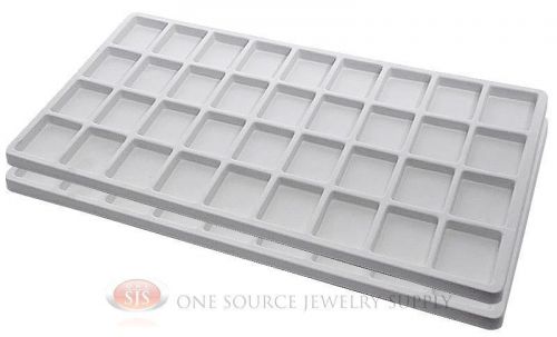 2 White Insert Tray Liners W/ 36 Compartments Drawer Organizer Jewelry Displays