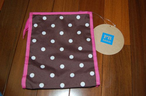 New POTTERY BARN PB TEEN *DOTTIE* BROWN &amp; PINK On-The-Go HAIR Accessory BAG
