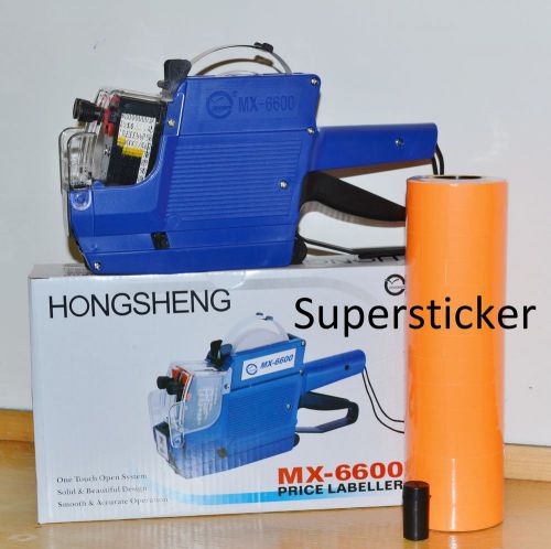 Mx-6600 10 digits 2 lines price tag gun labeler +1 ink + 14 rolls orange 500 tag for sale