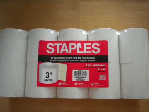 -- PaperStaples 3&#034; Carbonless Paper Rolls for POS Printers-10 rolls RETAIL $25!!