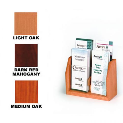 Wooden Mallet LT-4 Dark Red Mahogany 4 Pocket, Counter Top Brochure Rack