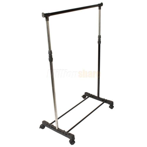 New stainless steel single bar salesman rolling clothing garment display rack for sale