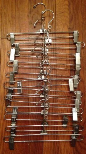 One dozen 12&#034; steel metal pant skirt clip hanger with loop hook for sale