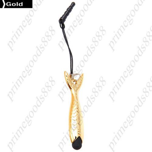 Fish Pattern Touch Capacitive Stylus Pen Smart Phone Fishing Cell in Gold