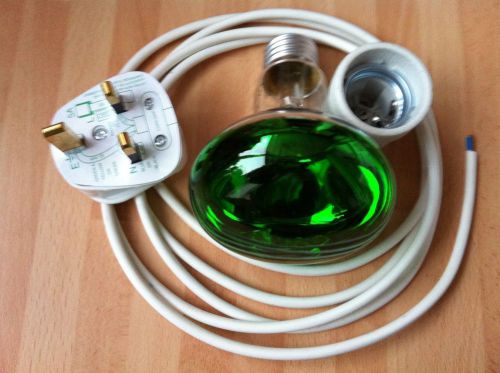 Ceramic lamp holder kit 1000w &amp; green 60w heat bulb vivarium chickens reptiles for sale