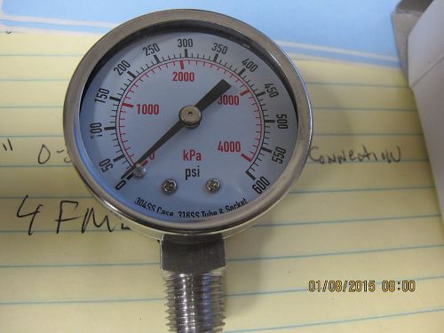 2” dial 600 psi stainless steel dual-scale pressure gauge  1/4 ” npt side mount for sale