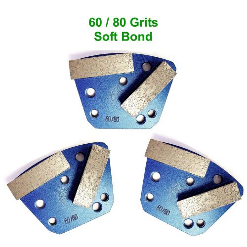 3PK Trapezoid Concrete Grinding Shoe Plate - 60/80 Grit Soft Bond