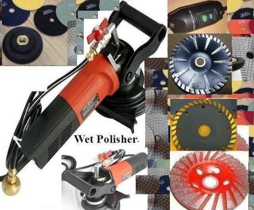 Wet Variable Speed Polisher 4 Convex Blade 3 Cup Wheel Stone Concrete 20 Pad