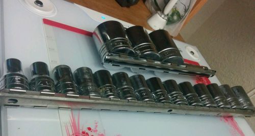 Snap-On Socket,1/2&#034; Drive, Shallow, TW121 to TW461, 6-Point, 17pc set
