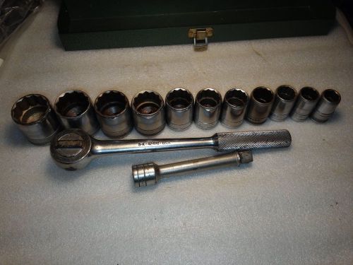 S-k wayne 1/2&#034; drive socket set 13 pieces chrome made in usa for sale