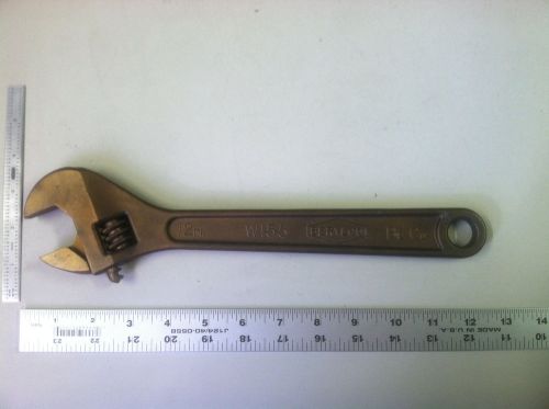 Vintage berylco bronze adjustable wrench w155 12 inch non sparking usa nos l1714 for sale
