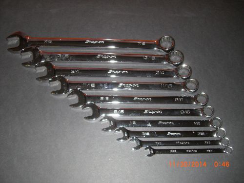 Snap On Tools 10 Piece SAE Combination Wrench Set 5/16&#034; - 7/8&#034;  OEX710