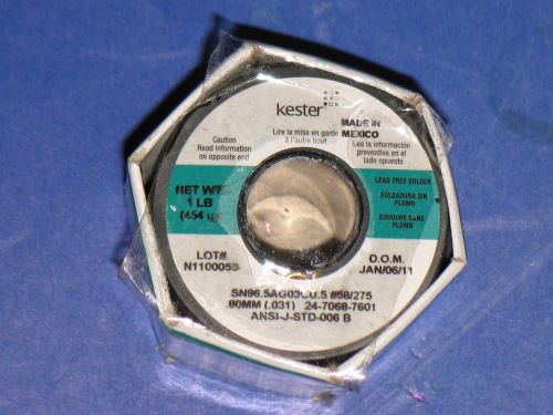 Kester  24-7068-7601  solder  wire  3% ag   pb  free  .031  dia  sn96.5ag.03cu.5 for sale