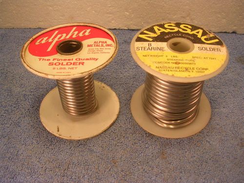Vintage nassau &amp; alpha b stearine core solder 3 lb 7 oz total wt. nr! for sale