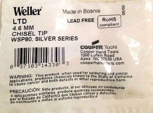 NEW WELLER LTD 4.6MM CHISEL TIP FOR ESP80 SILVER SERIES COOPER TOOLS