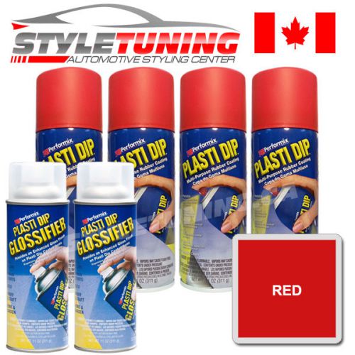 4 CANS OF RED + 2 CANS GLOSSIFIER (CLEAR) - RED GLOSS WHEEL KIT - CANADA