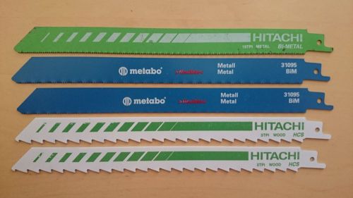 HITACHI and METABO set of 5 Reciprocating Saw Blades