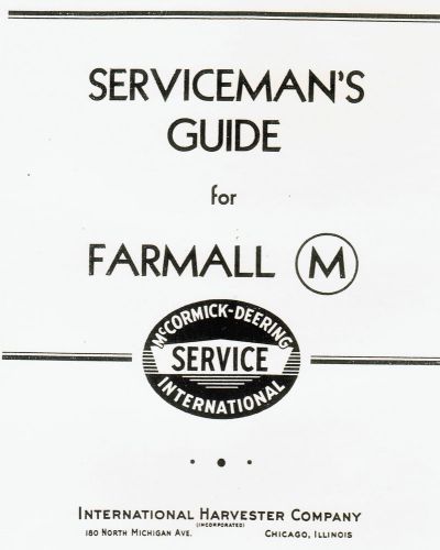 International IH Farmall M Tractor Manual Book Part Gas Engine McCormick Deering
