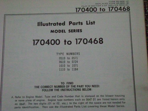 briggs and stratton parts list model series170400 to 170468
