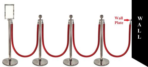 Rope stanchion, 10 pcs deluxe set, crown top, mirror polish s.s. 12&#034; domed base for sale